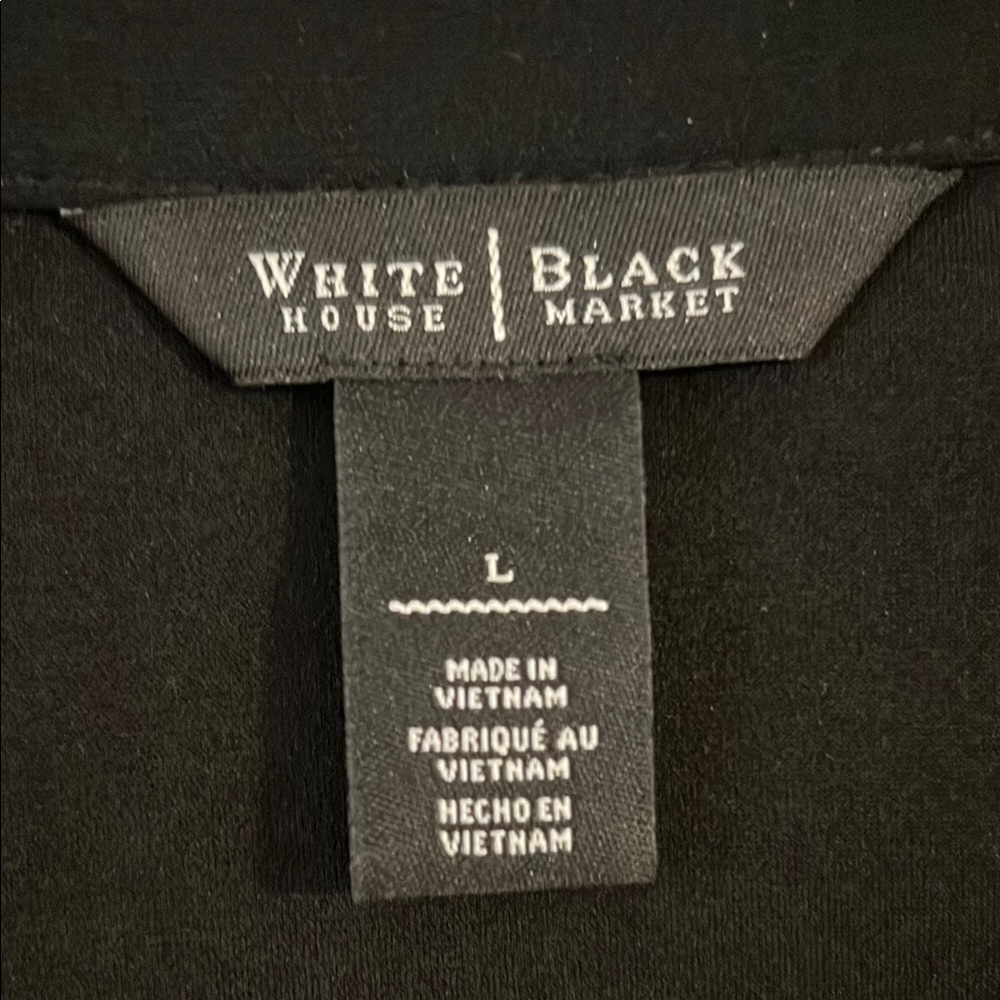 White House Black Market Elegant Black Top with White Accent Trim Size L - Picture 5 of 13